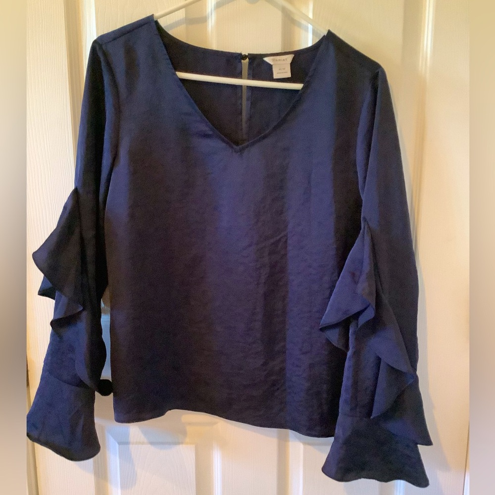 Ariat Navy Blue Ruffle Sleeve Top